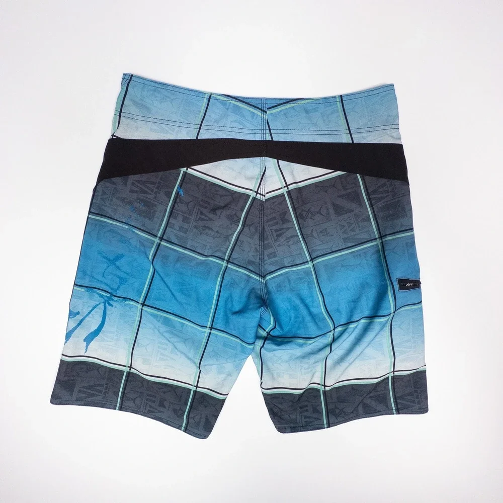 Salt Life Plaid Board Shorts SLX-QD Vapor Stretch Swim Trunks‎ Blue Size 34